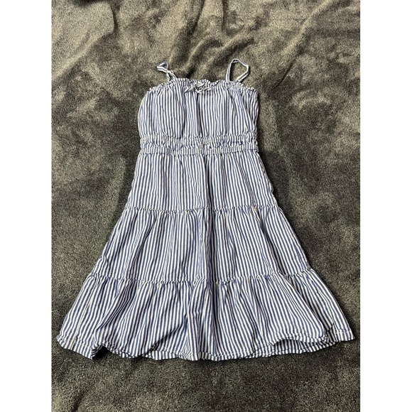 Old Navy Other - Old Navy Girls Blue White Striped Tiered Sun Dress Smocked Waist‎ Size S 6-7